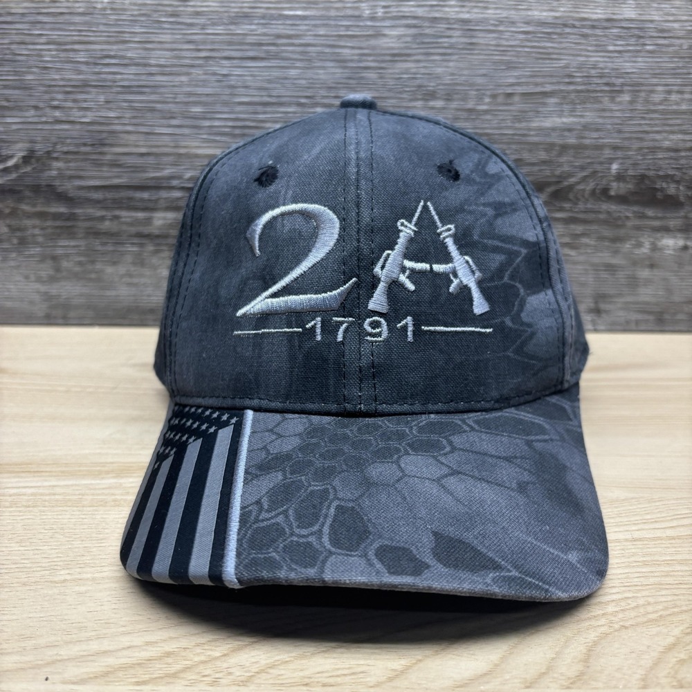 2nd Amendment Hat Cap Strap Back‎ Mens Gray Kryptek Camo American Flag Tactical